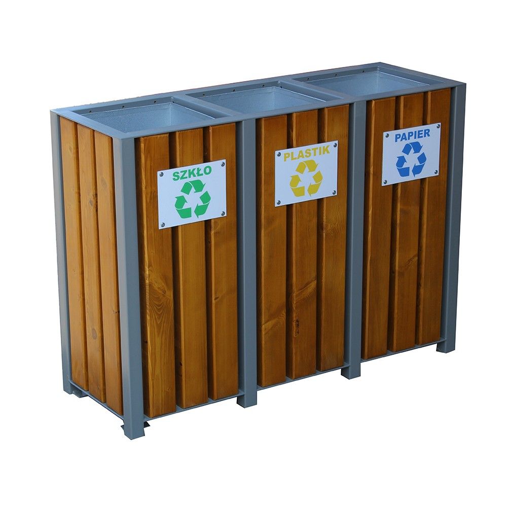 Lódzki fedél nélküli szelektív hulladékgyűjtő 3x60L 3601