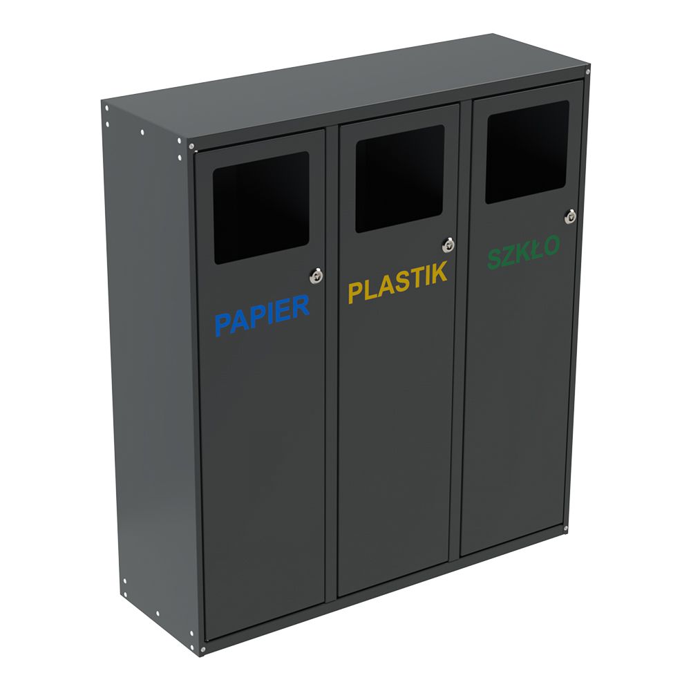 EcoBox III. fém fedeles szelektív hulladékgyűjtő 3x32L 3614